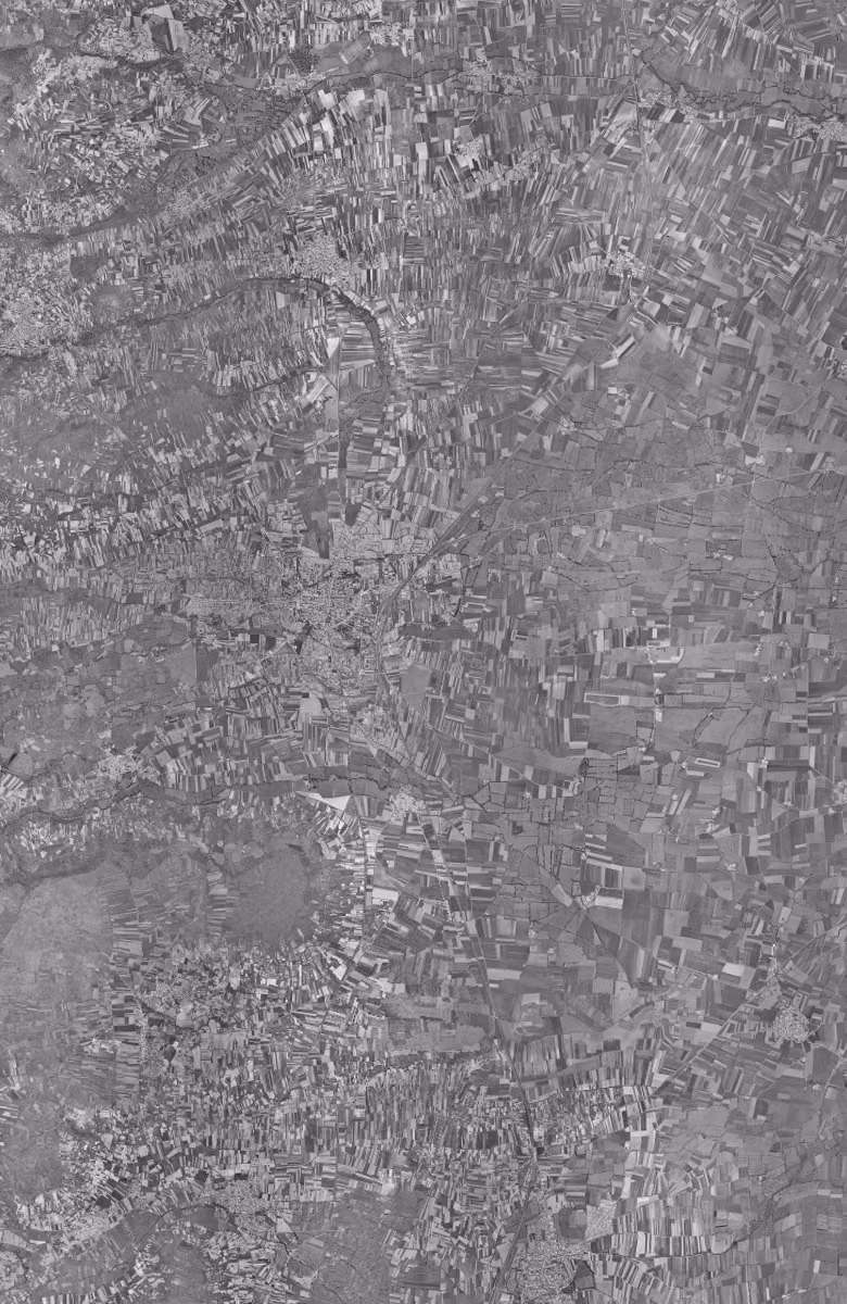 Riom en 1954, le territoire vu du ciel, au même cadrage