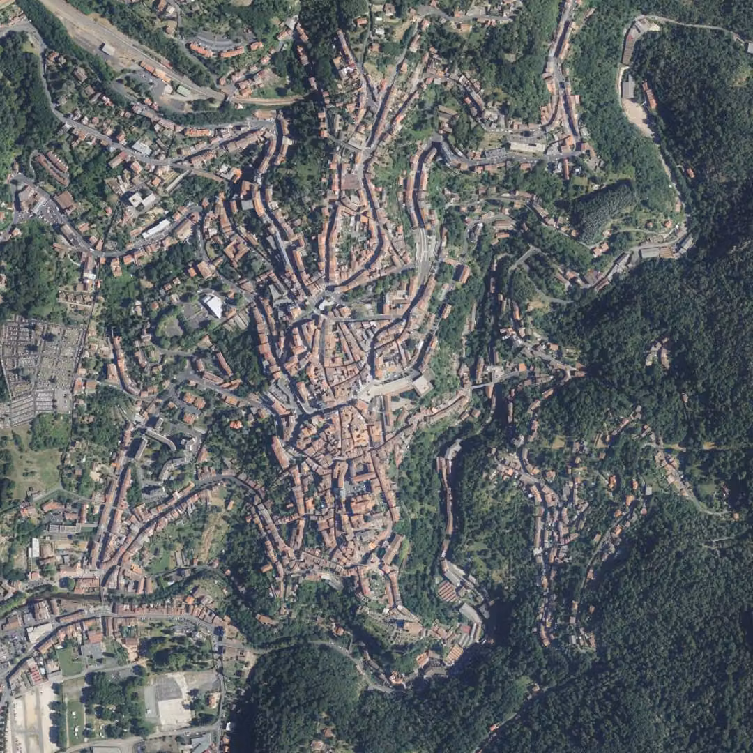 Thiers aujourd'hui, le centre vu du ciel
