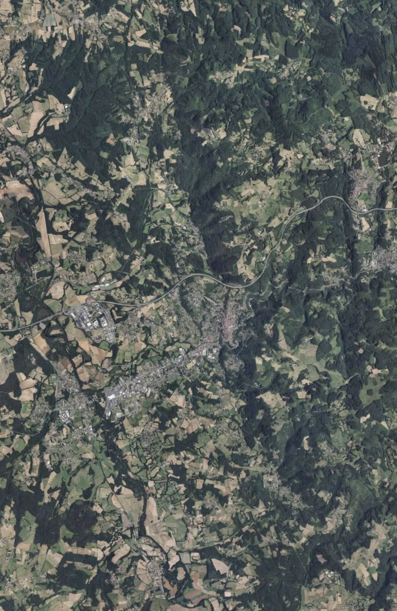 Thiers aujourd'hui, le territoire vu du ciel