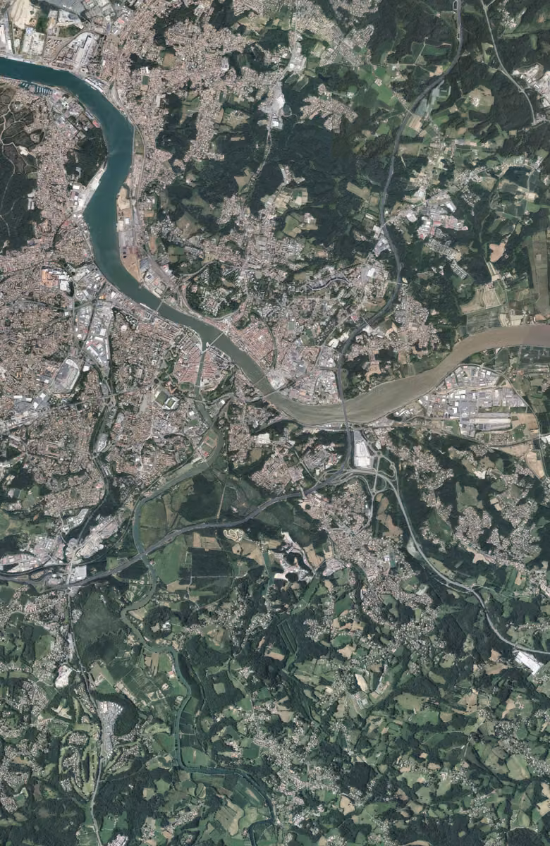 Bayonne aujourd'hui, le territoire vu du ciel