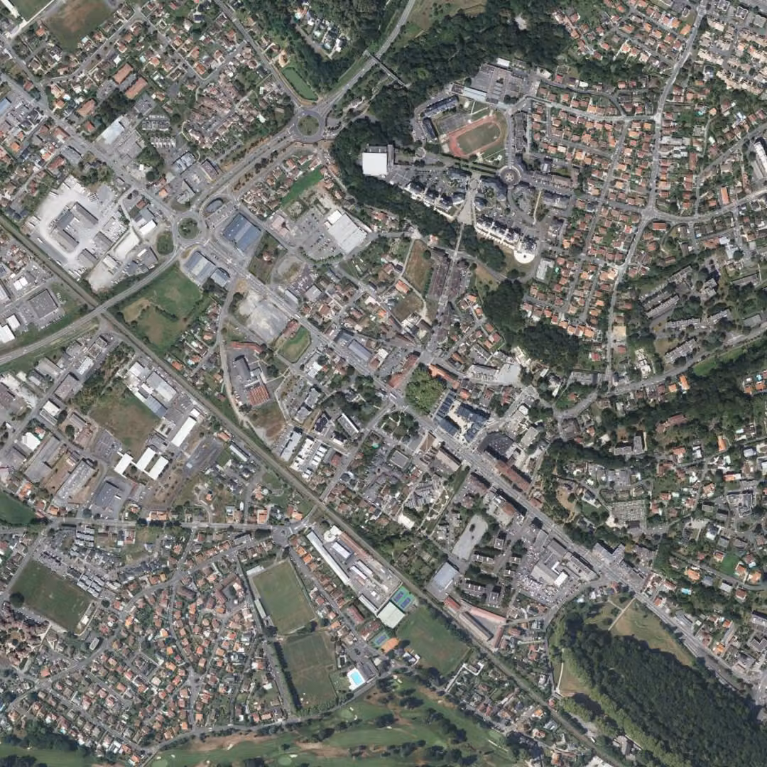 Billère aujourd'hui, le centre vu du ciel