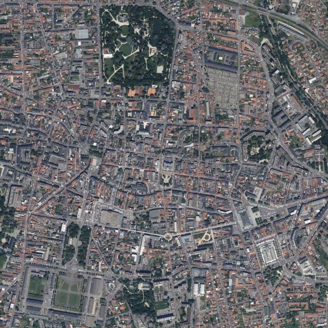 Tarbes aujourd'hui, le centre vu du ciel