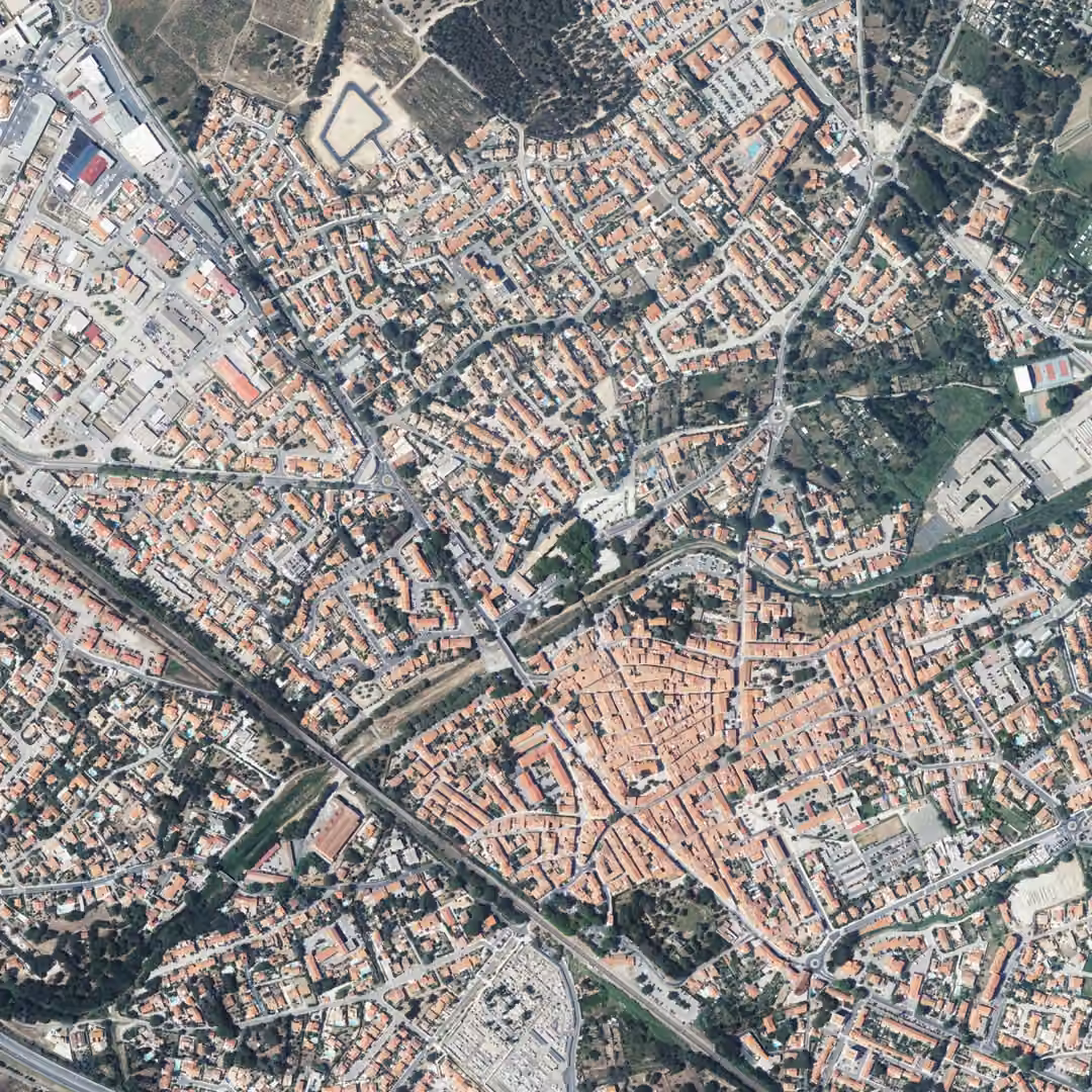 Argelès-sur-Mer aujourd'hui, le centre vu du ciel