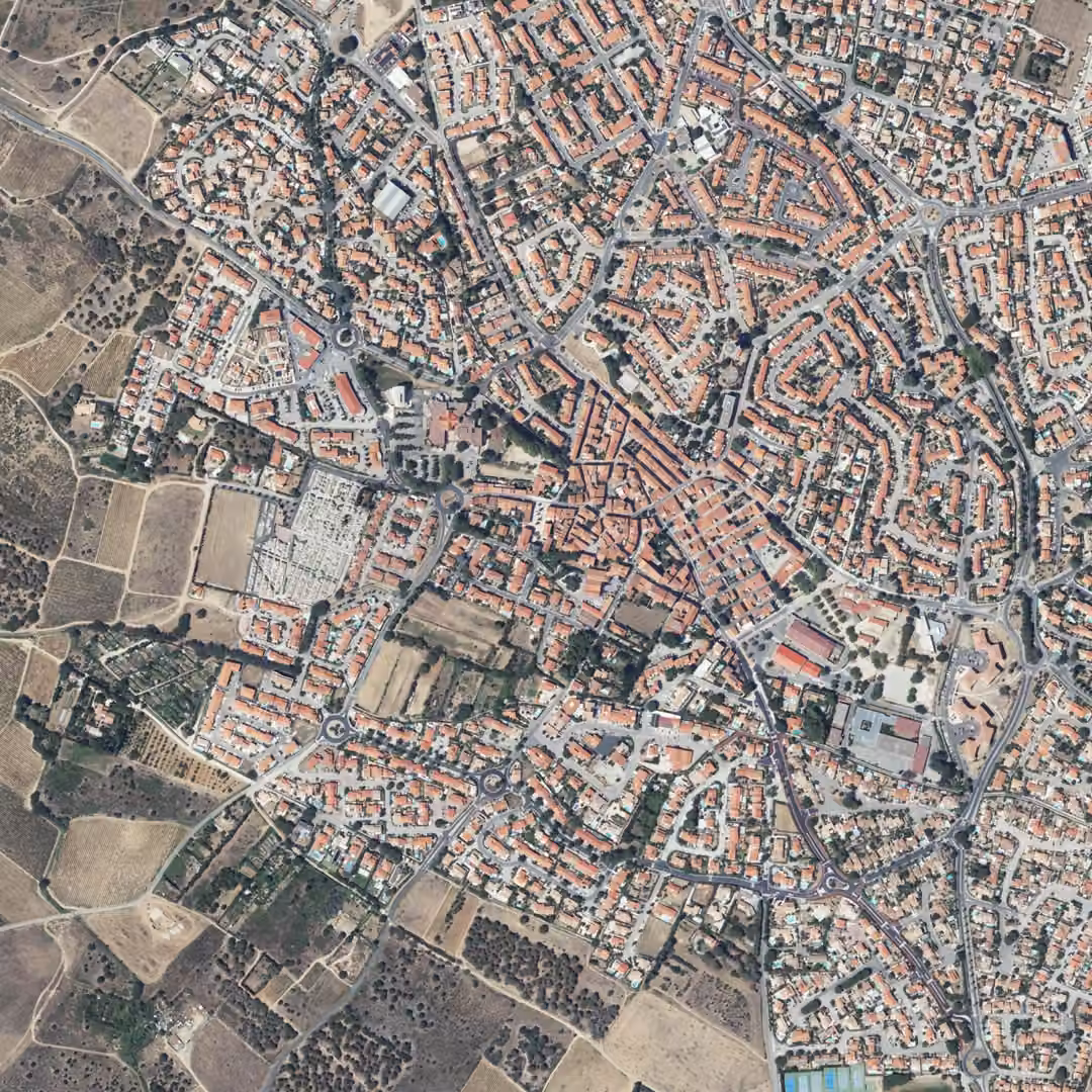 Cabestany aujourd'hui, le centre vu du ciel