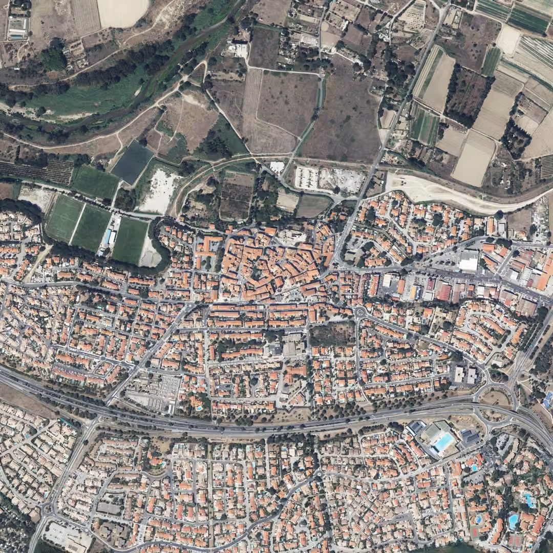 Canet-en-Roussillon aujourd'hui, le centre vu du ciel