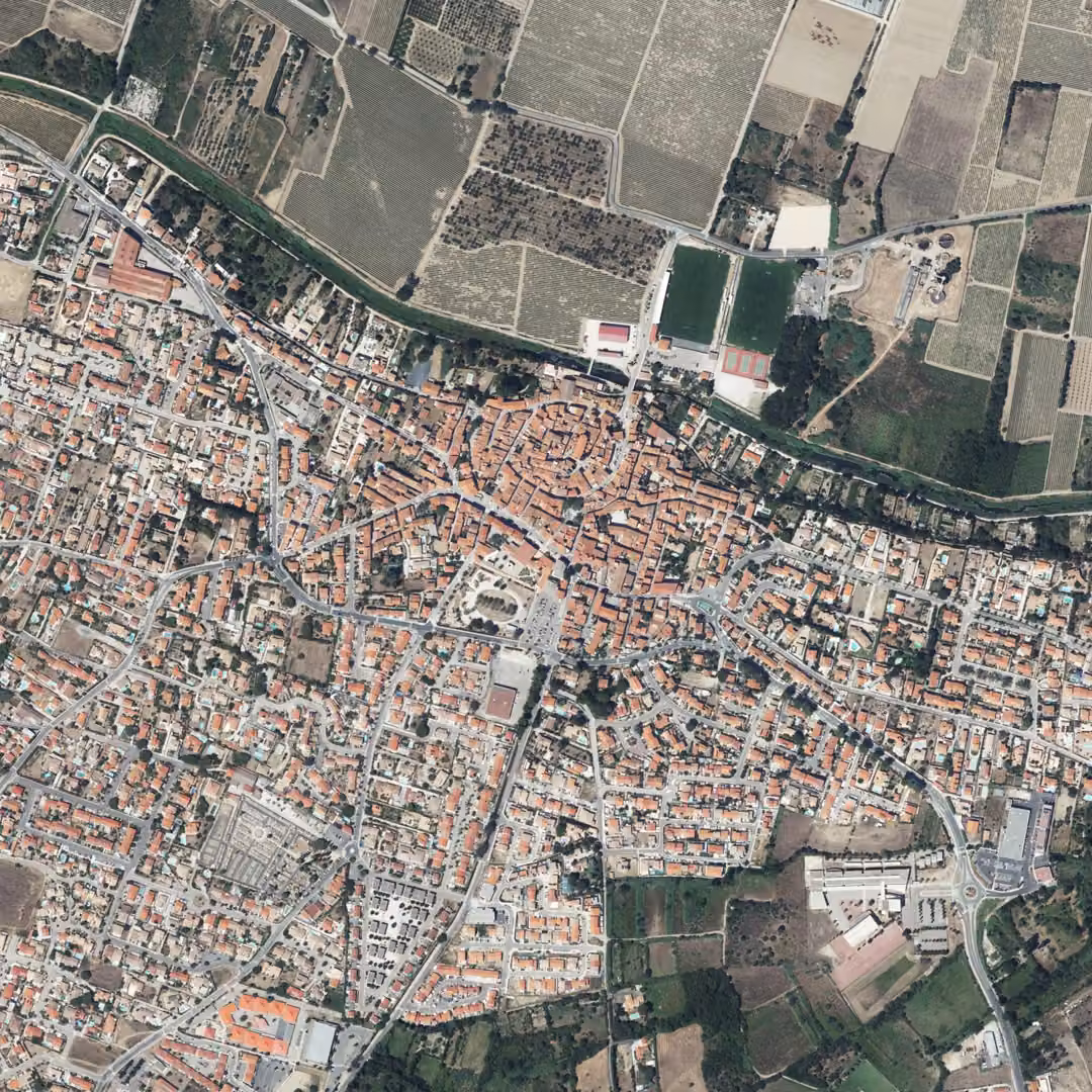 Pia aujourd'hui, le centre vu du ciel