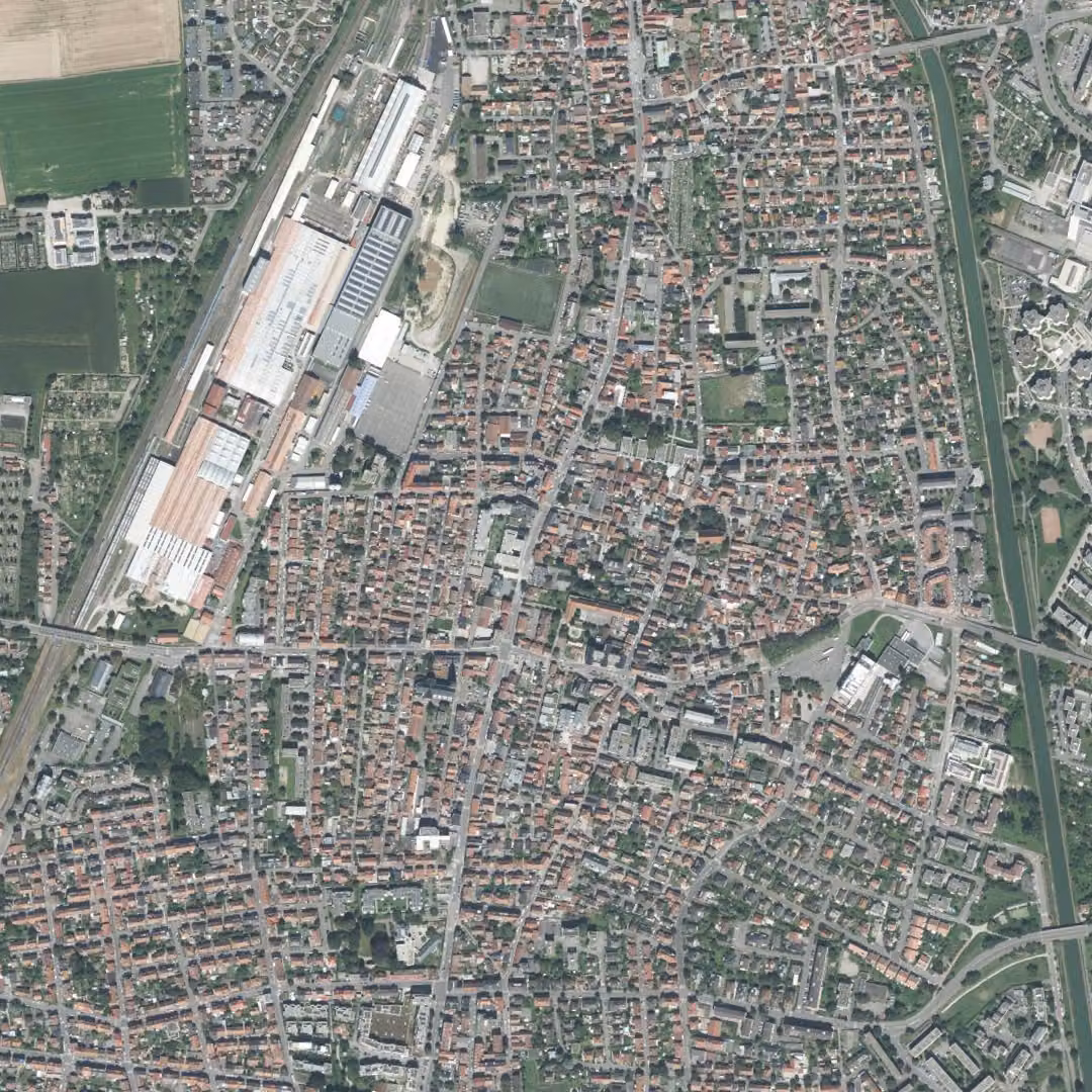Bischheim aujourd'hui, le centre vu du ciel