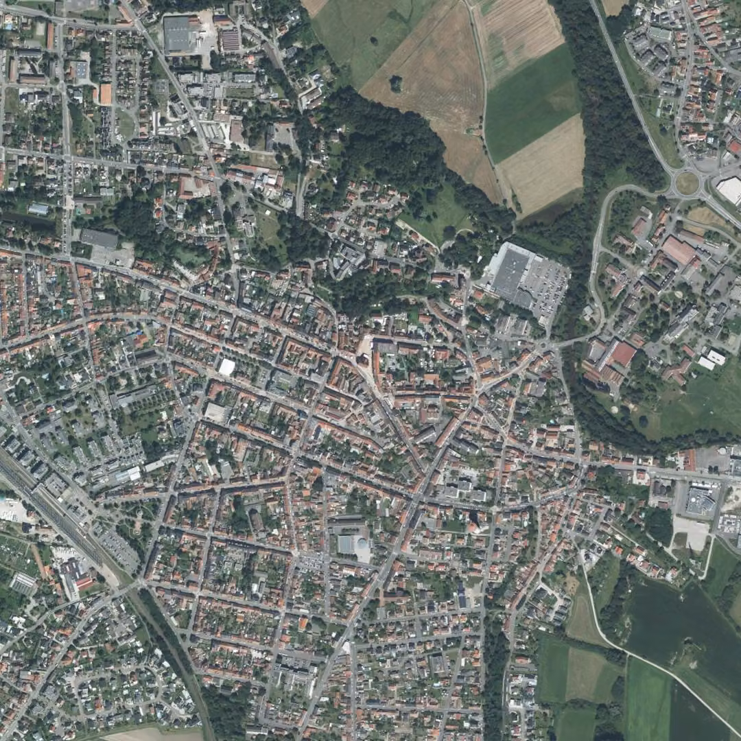 Bischwiller aujourd'hui, le centre vu du ciel