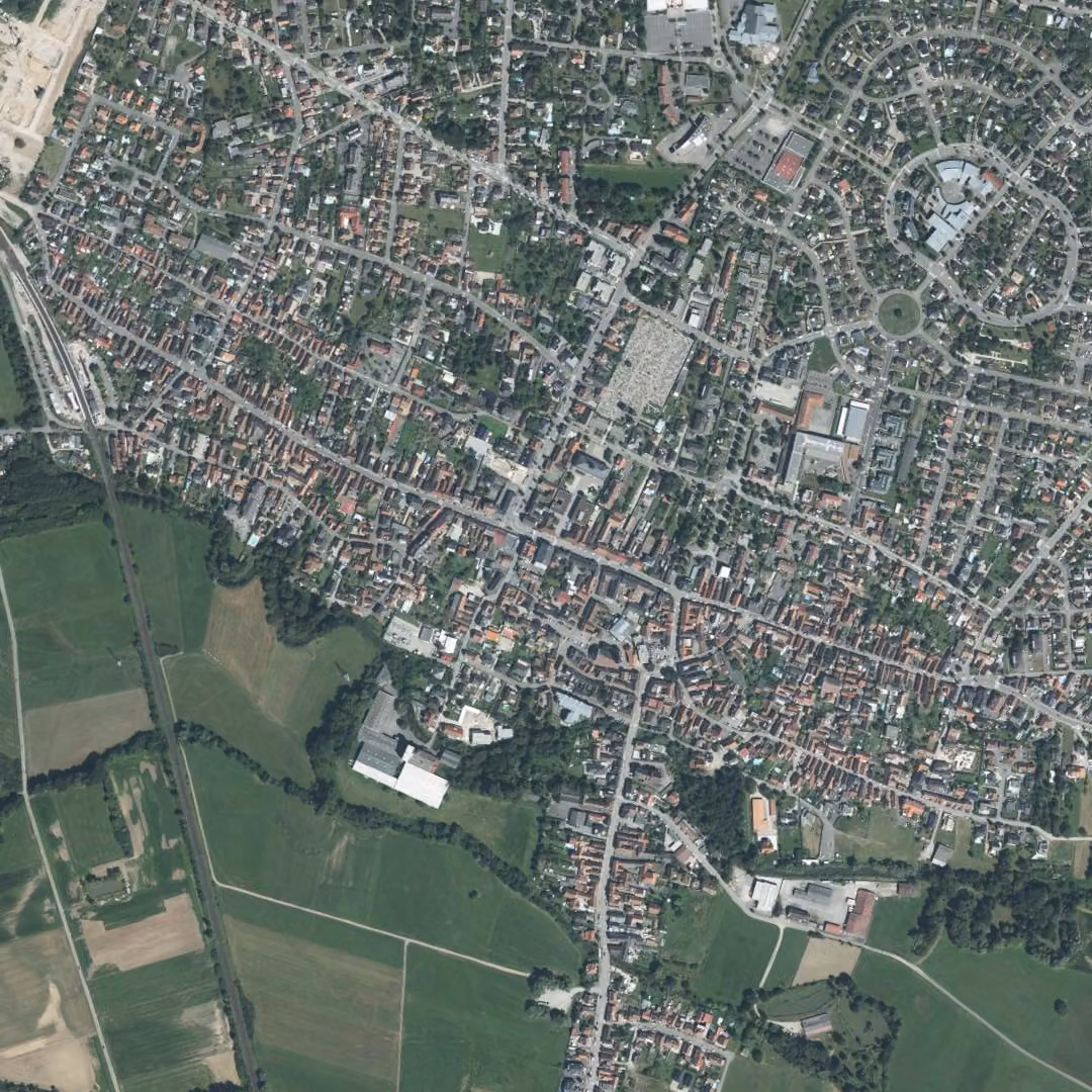 Brumath aujourd'hui, le centre vu du ciel