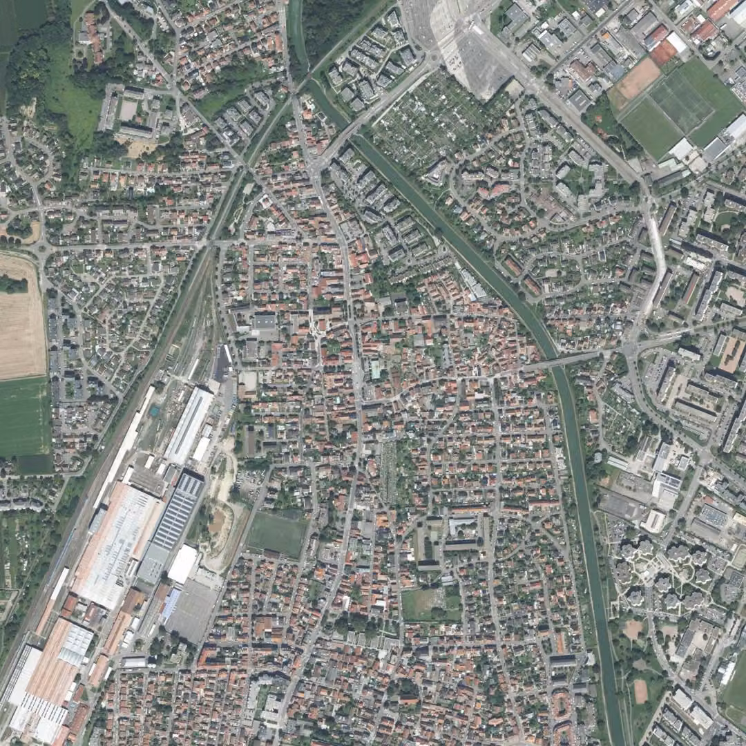 Hœnheim aujourd'hui, le centre vu du ciel