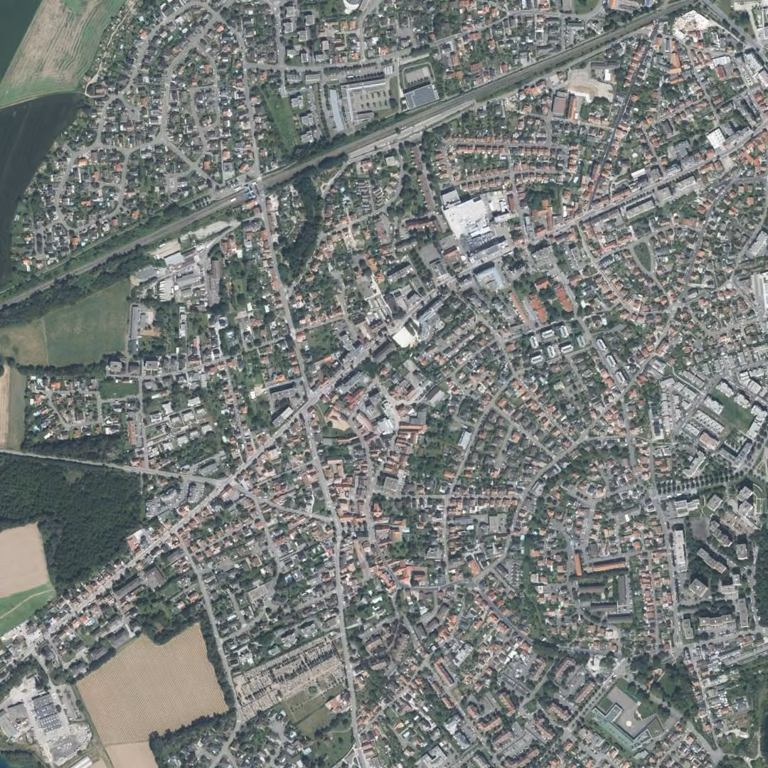 Lingolsheim aujourd'hui, le centre vu du ciel