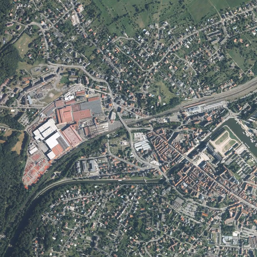 Saverne aujourd'hui, le centre vu du ciel