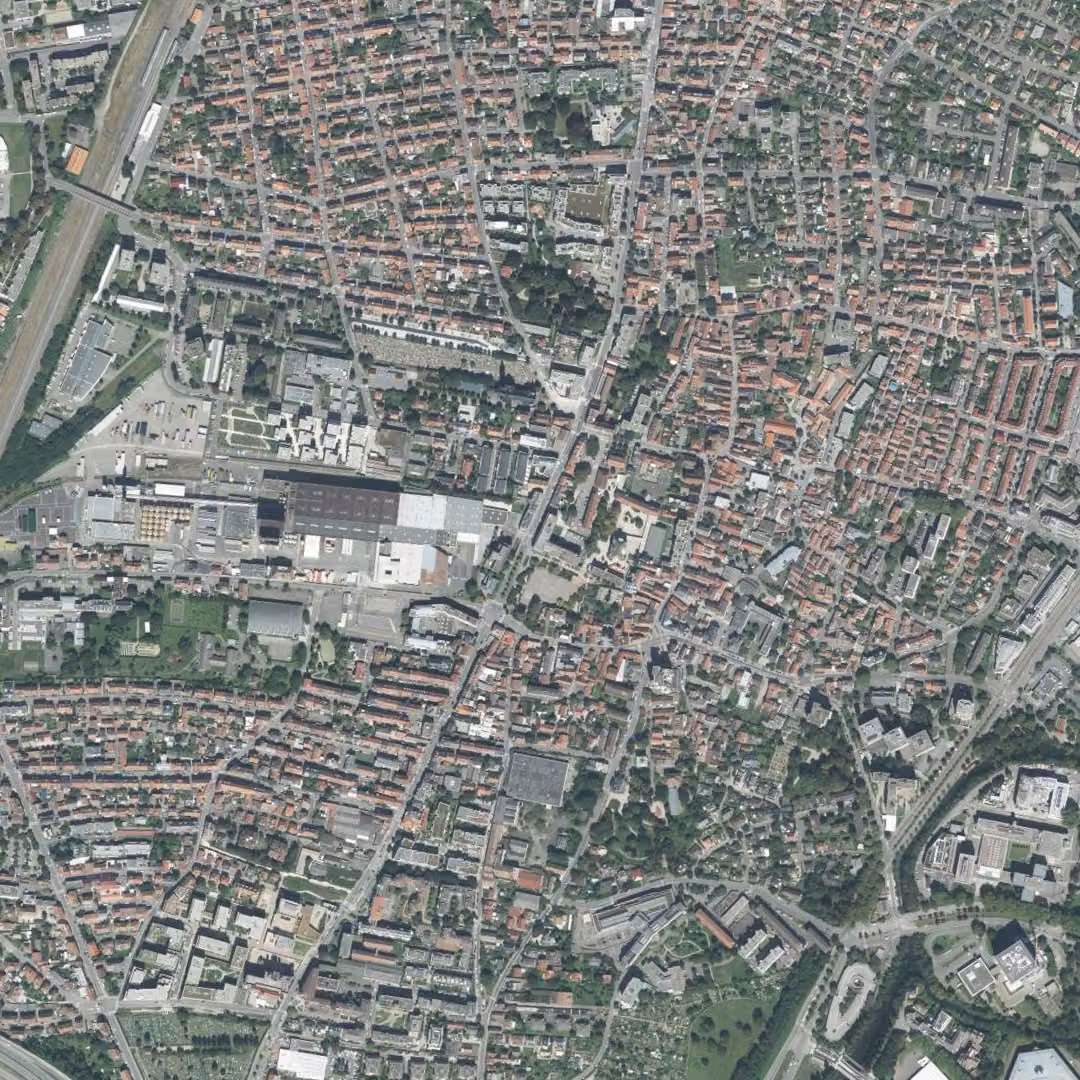 Schiltigheim aujourd'hui, le centre vu du ciel