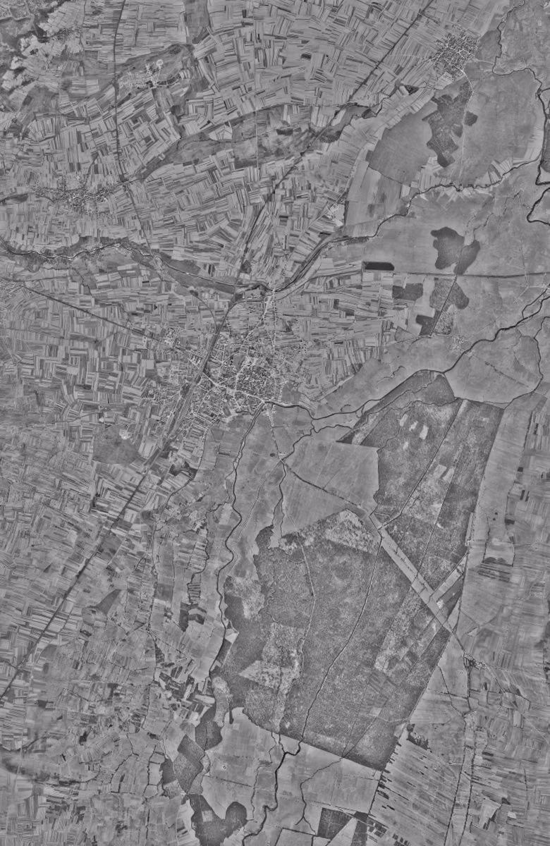 Sélestat en 1956, le territoire vu du ciel, au même cadrage