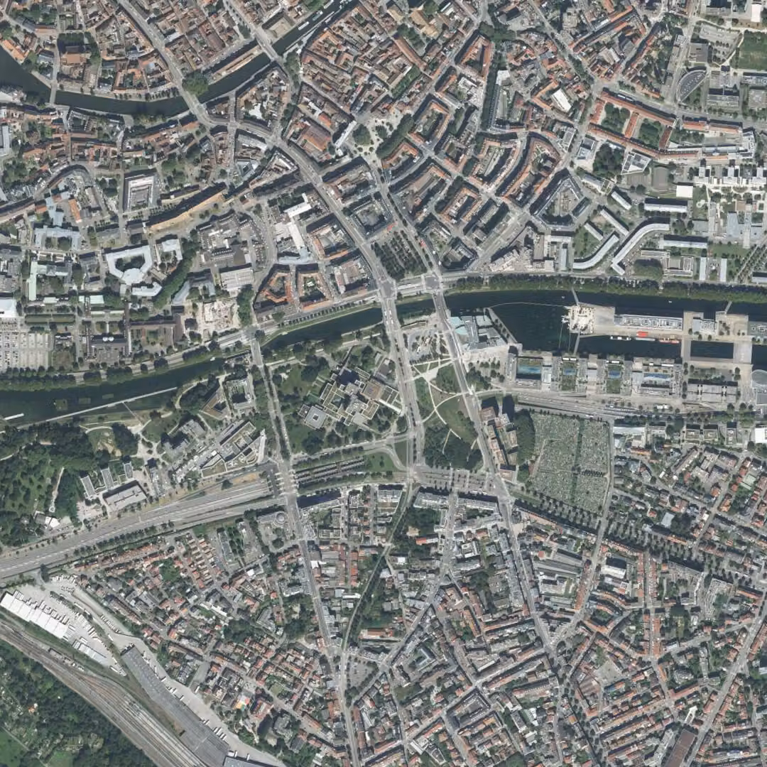 Strasbourg aujourd'hui, le centre vu du ciel