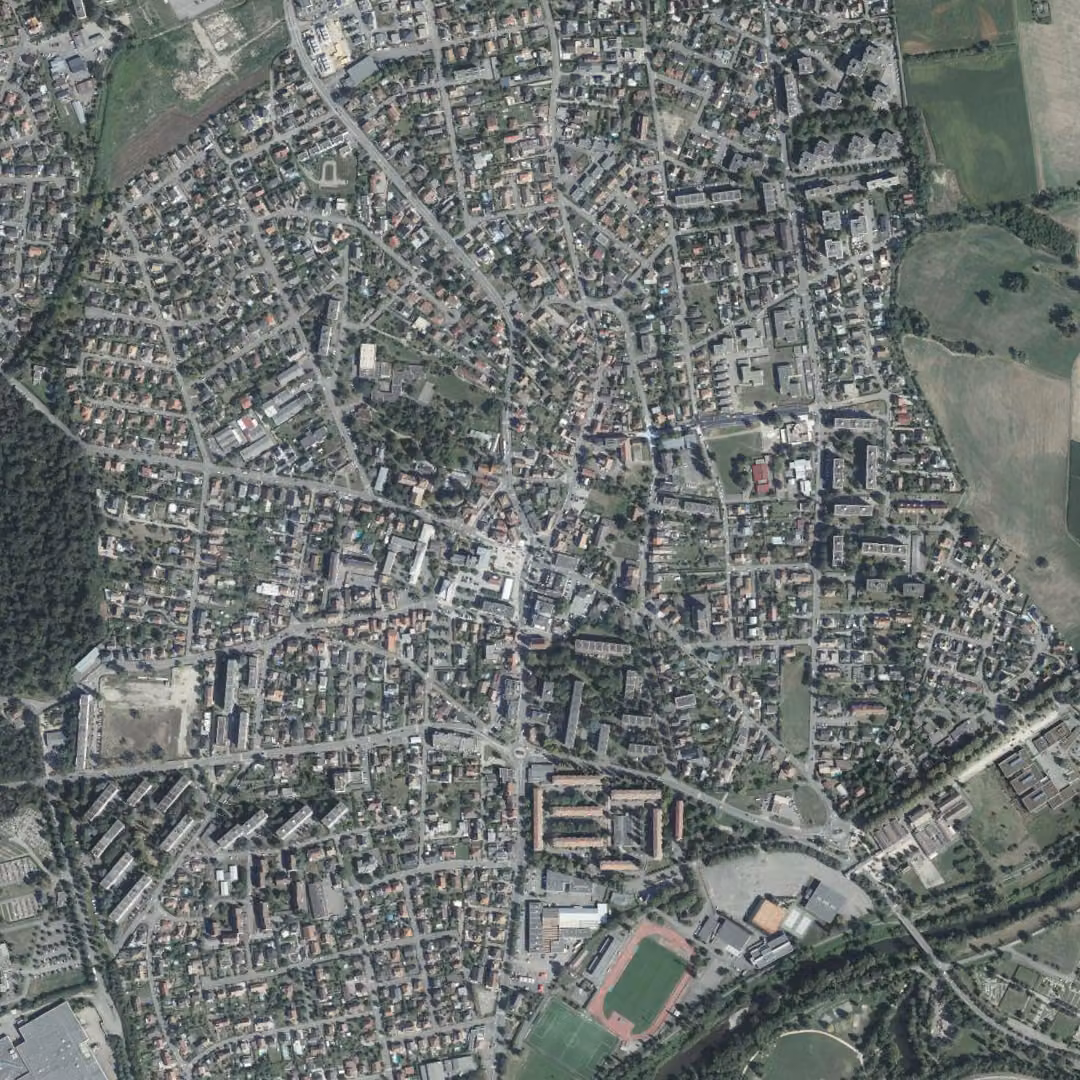 Illzach aujourd'hui, le centre vu du ciel