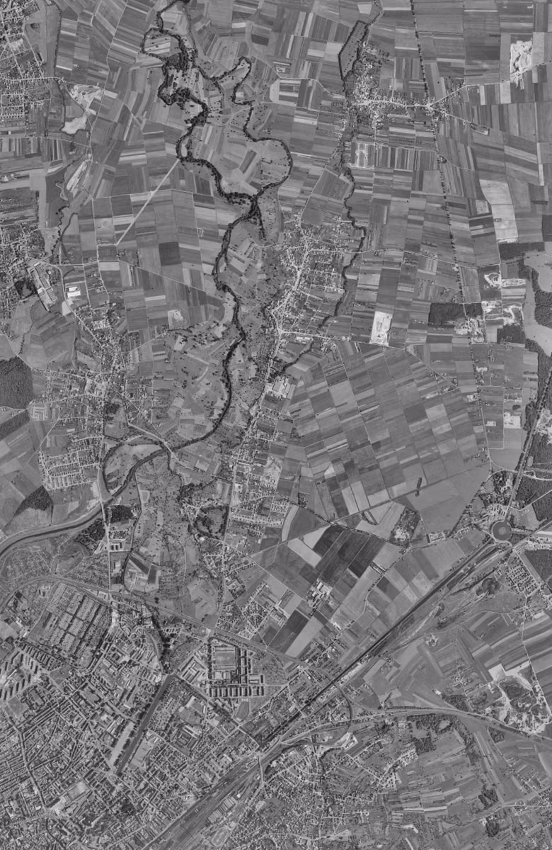 Illzach en 1961, le territoire vu du ciel, au même cadrage