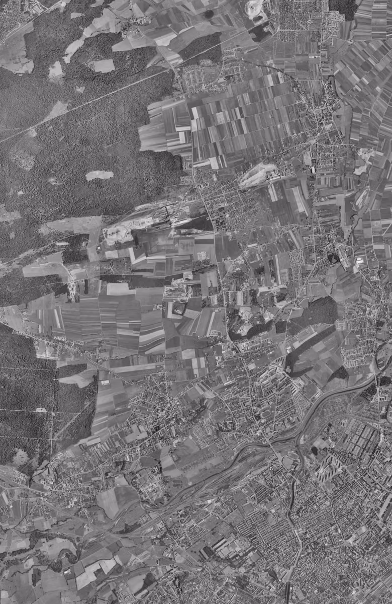 Kingersheim en 1961, le territoire vu du ciel, au même cadrage