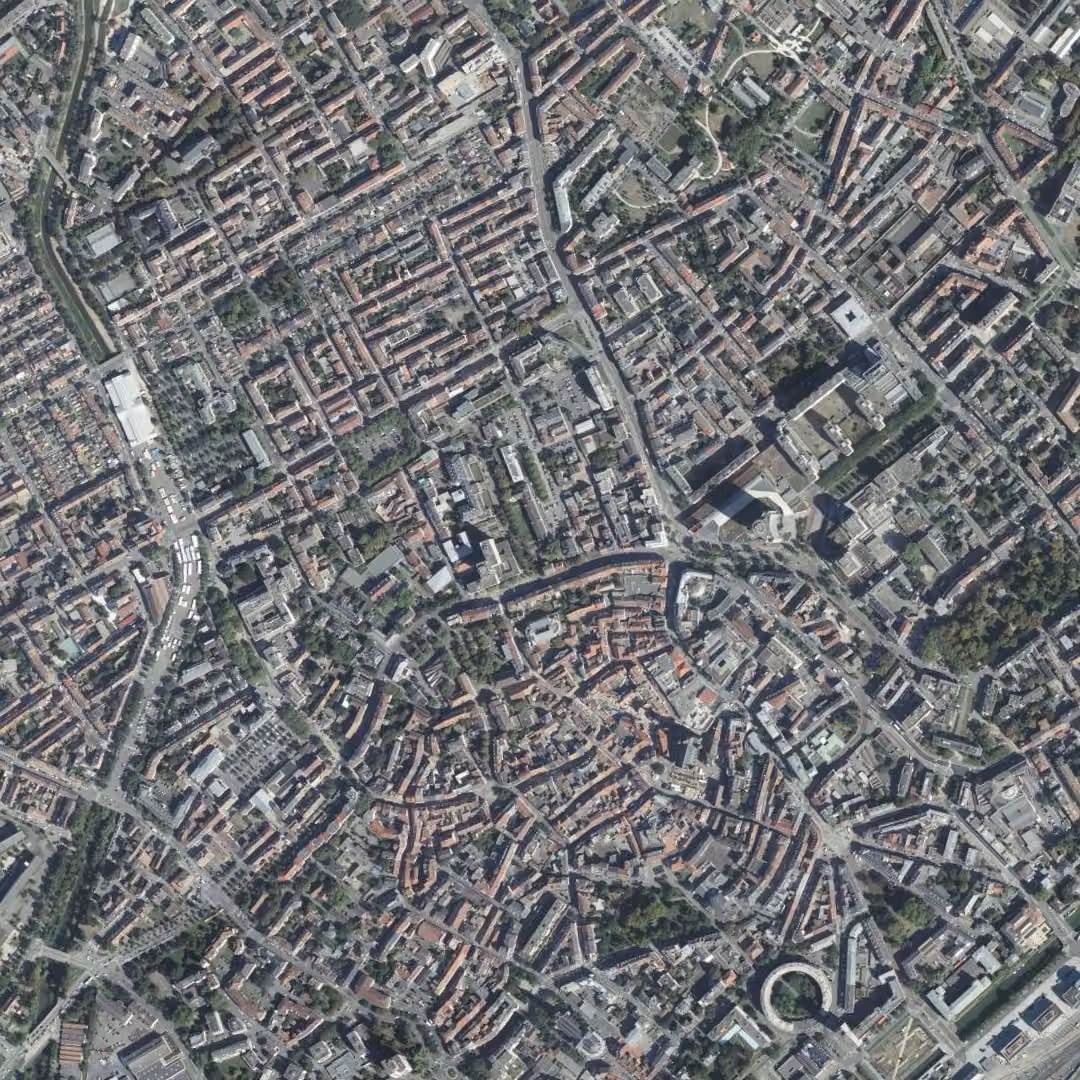 Mulhouse aujourd'hui, le centre vu du ciel