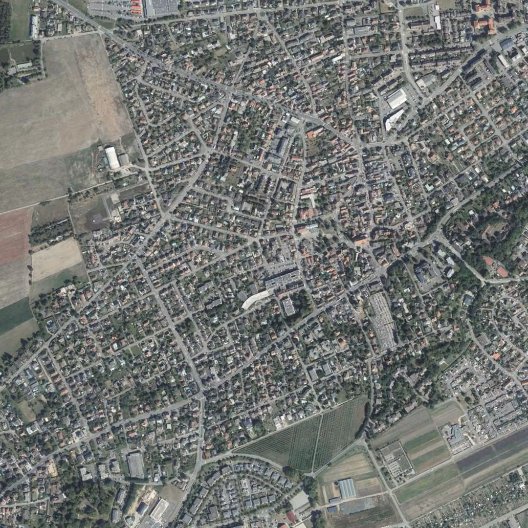 Pfastatt aujourd'hui, le centre vu du ciel