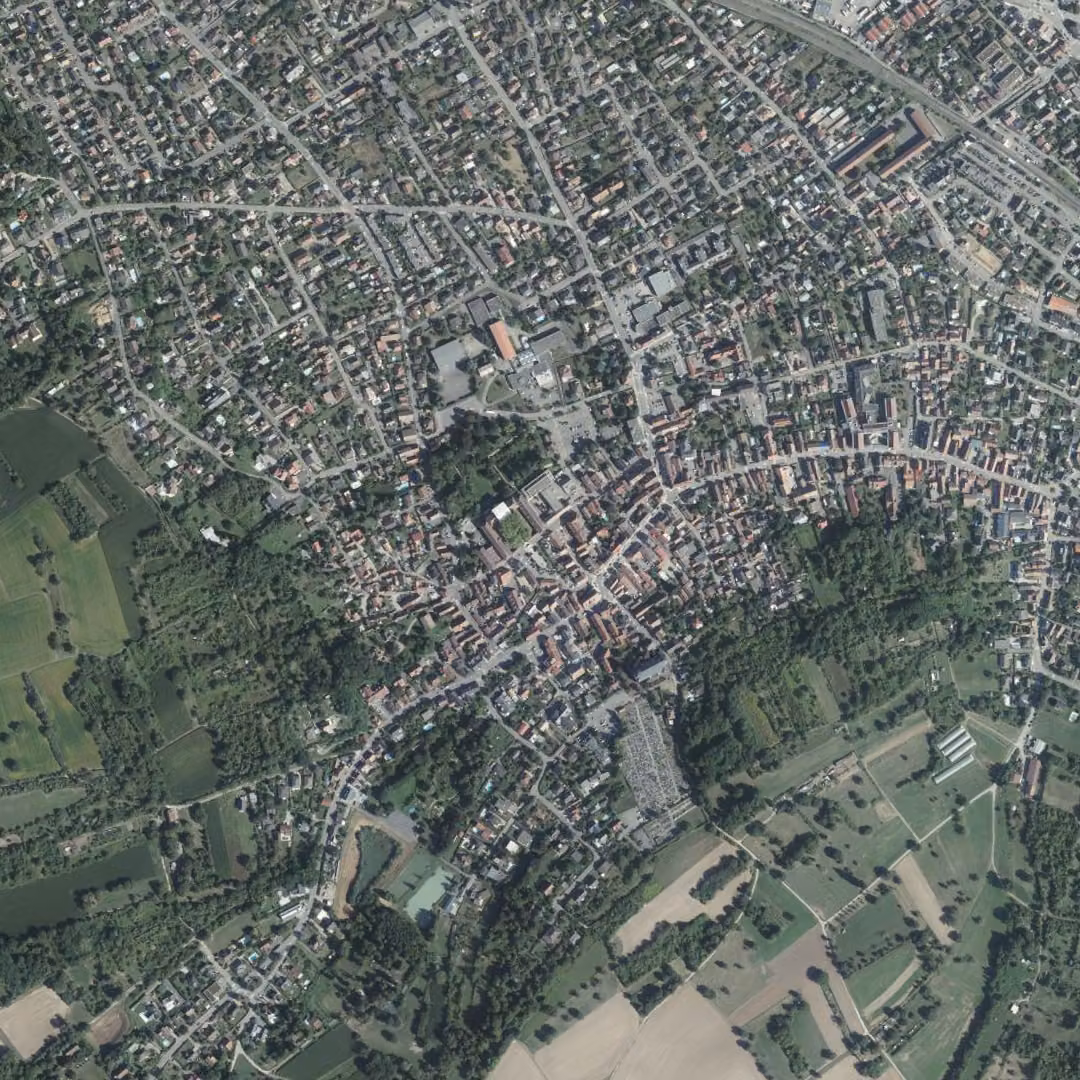 Rixheim aujourd'hui, le centre vu du ciel