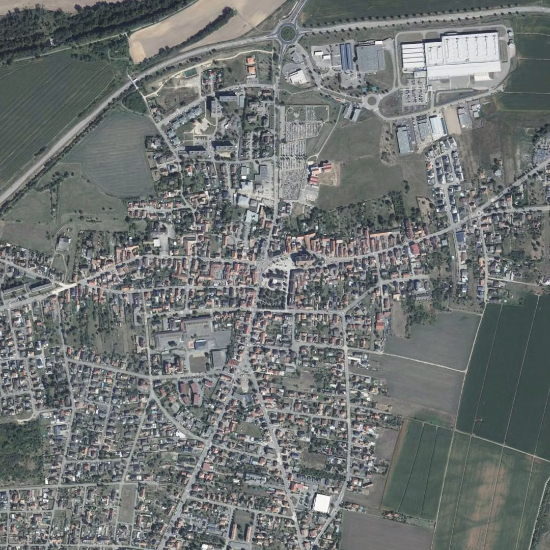 Wittelsheim aujourd'hui, le centre vu du ciel