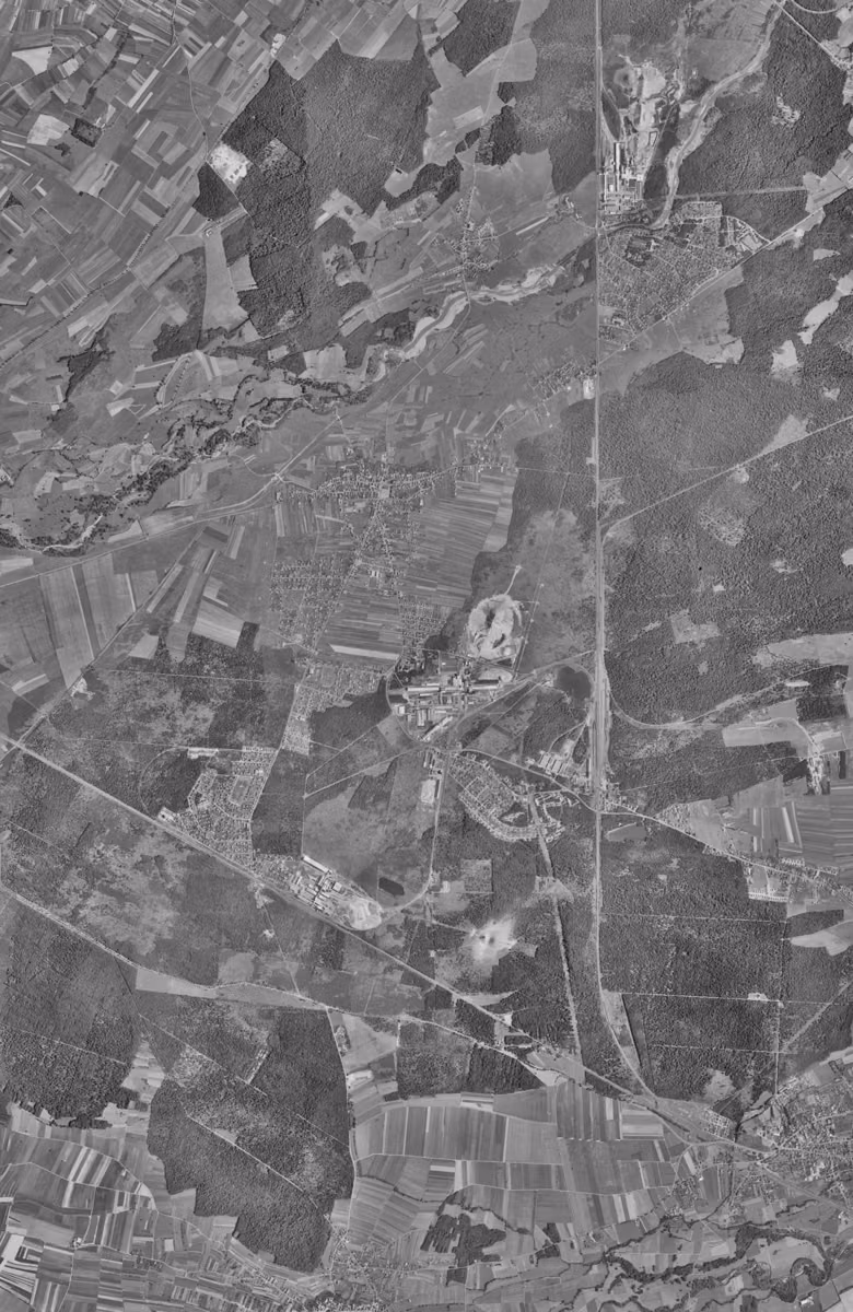 Wittelsheim en 1961, le territoire vu du ciel, au même cadrage