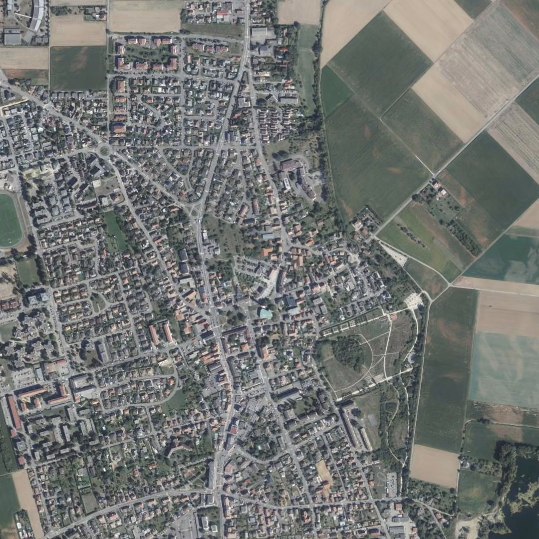 Wittenheim aujourd'hui, le centre vu du ciel