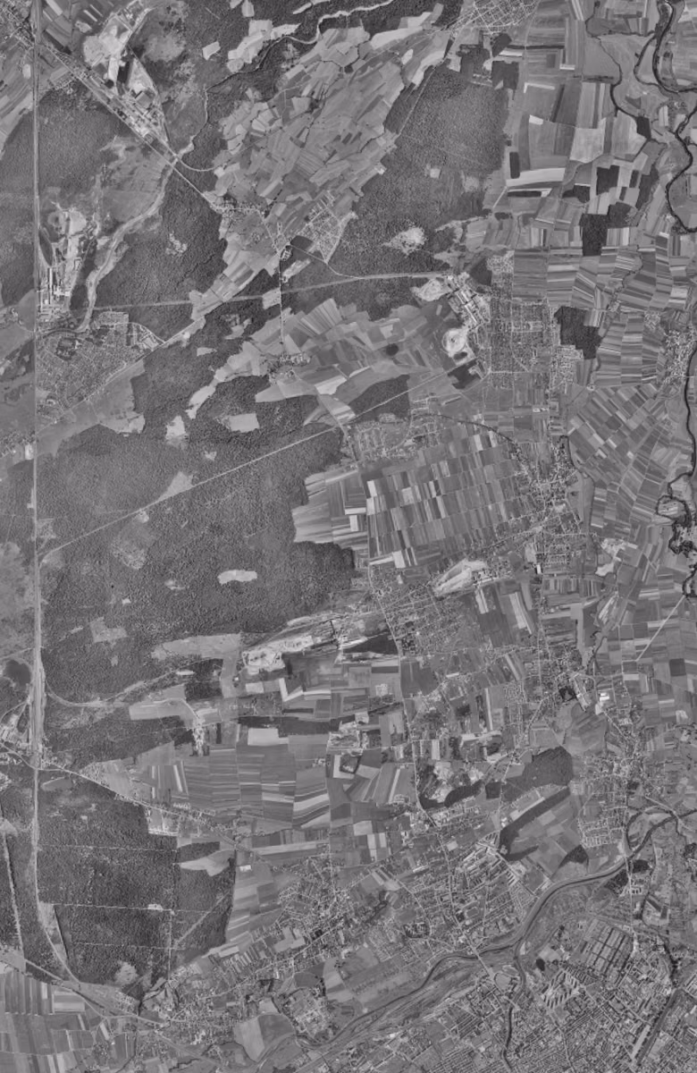 Wittenheim en 1961, le territoire vu du ciel, au même cadrage