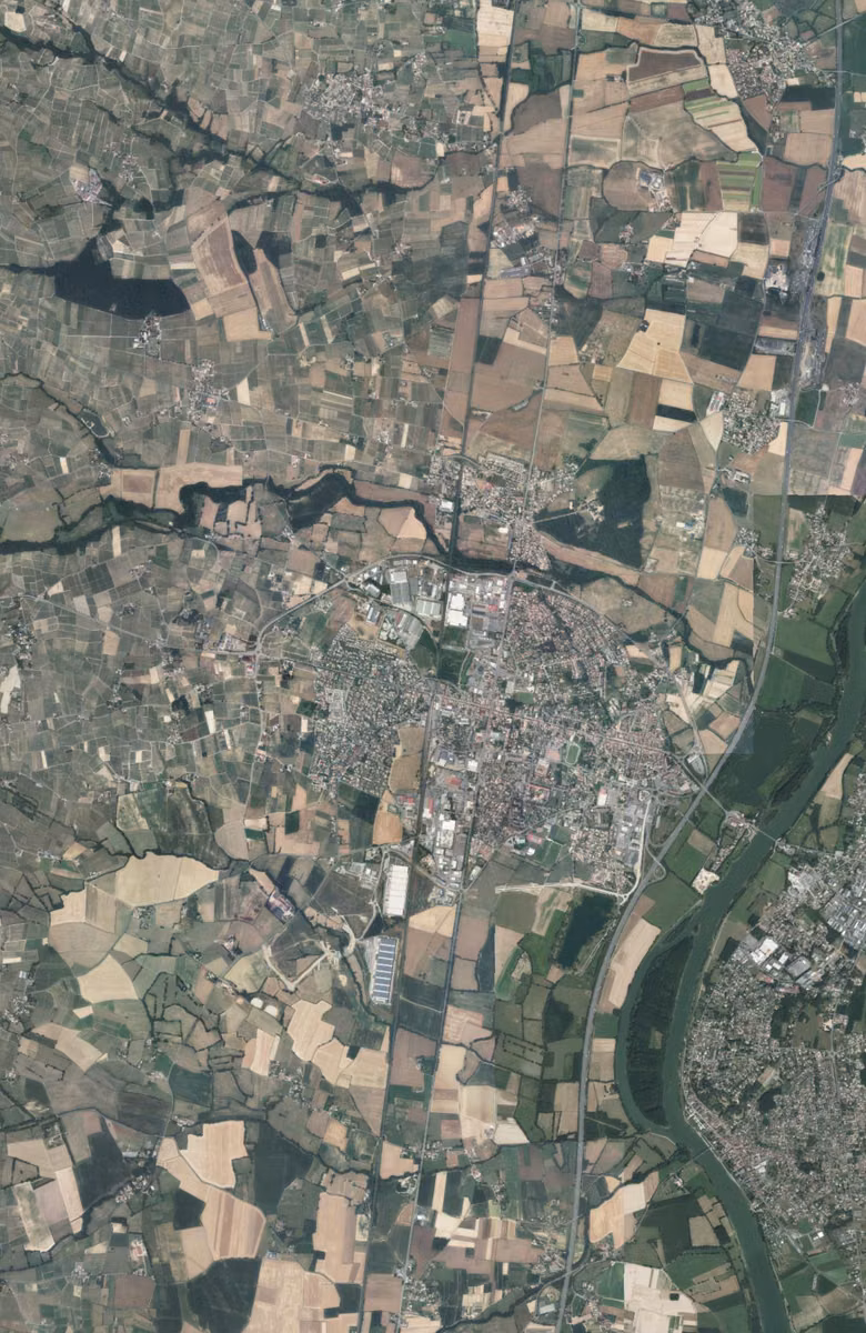 Belleville-en-Beaujolais aujourd'hui, le territoire vu du ciel