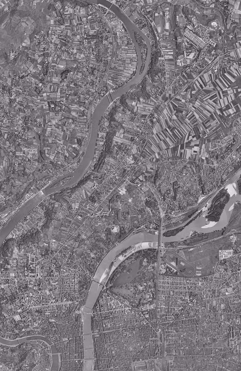 Caluire-et-Cuire en 1956, le territoire vu du ciel, au même cadrage