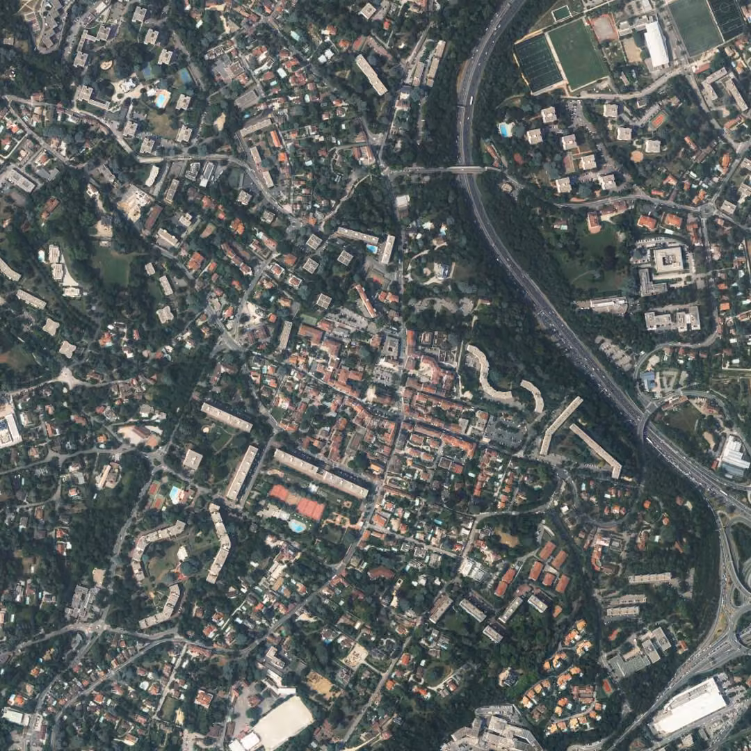 Écully aujourd'hui, le centre vu du ciel