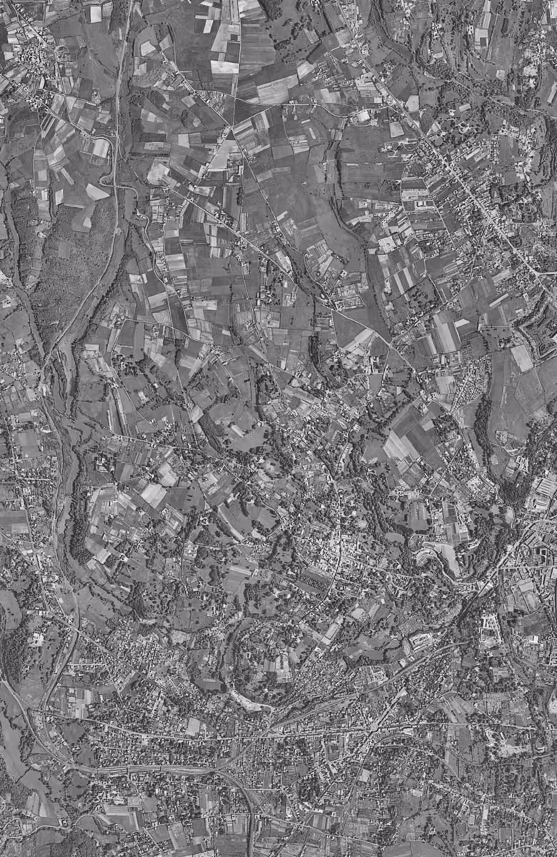 Écully en 1956, le territoire vu du ciel, au même cadrage