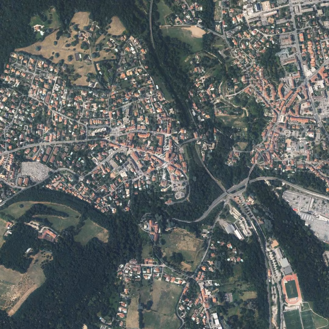 Francheville aujourd'hui, le centre vu du ciel