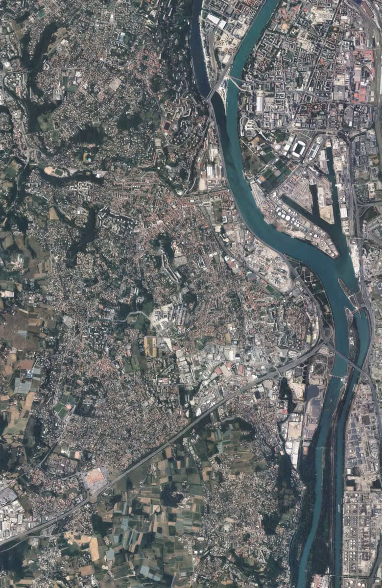 Oullins-Pierre-Bénite aujourd'hui, le territoire vu du ciel