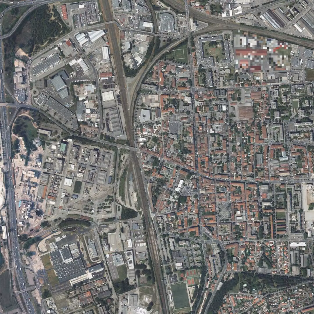 Saint-Fons aujourd'hui, le centre vu du ciel
