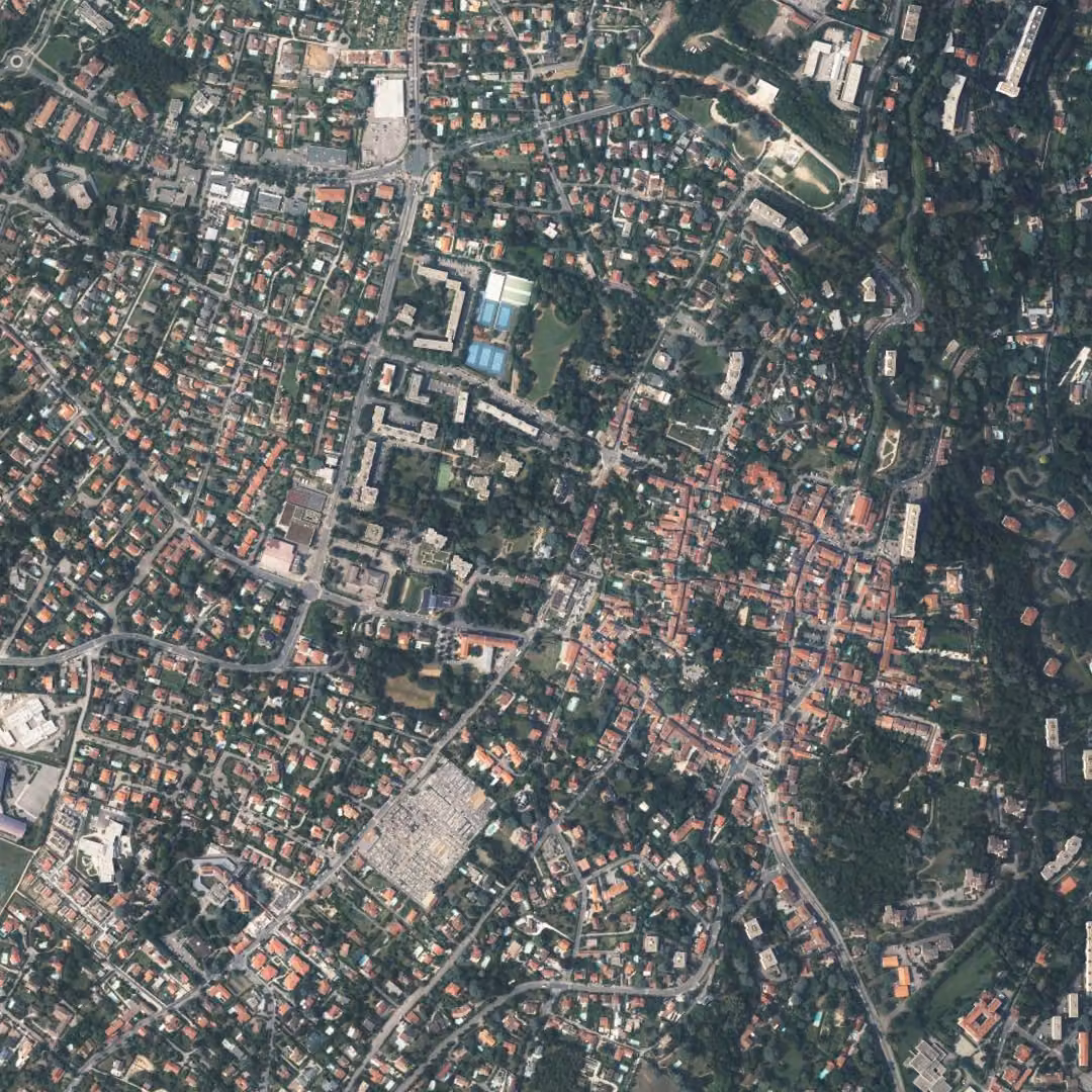 Sainte-Foy-lès-Lyon aujourd'hui, le centre vu du ciel