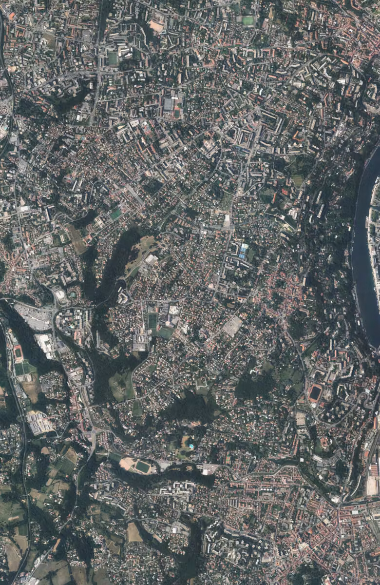 Sainte-Foy-lès-Lyon aujourd'hui, le territoire vu du ciel