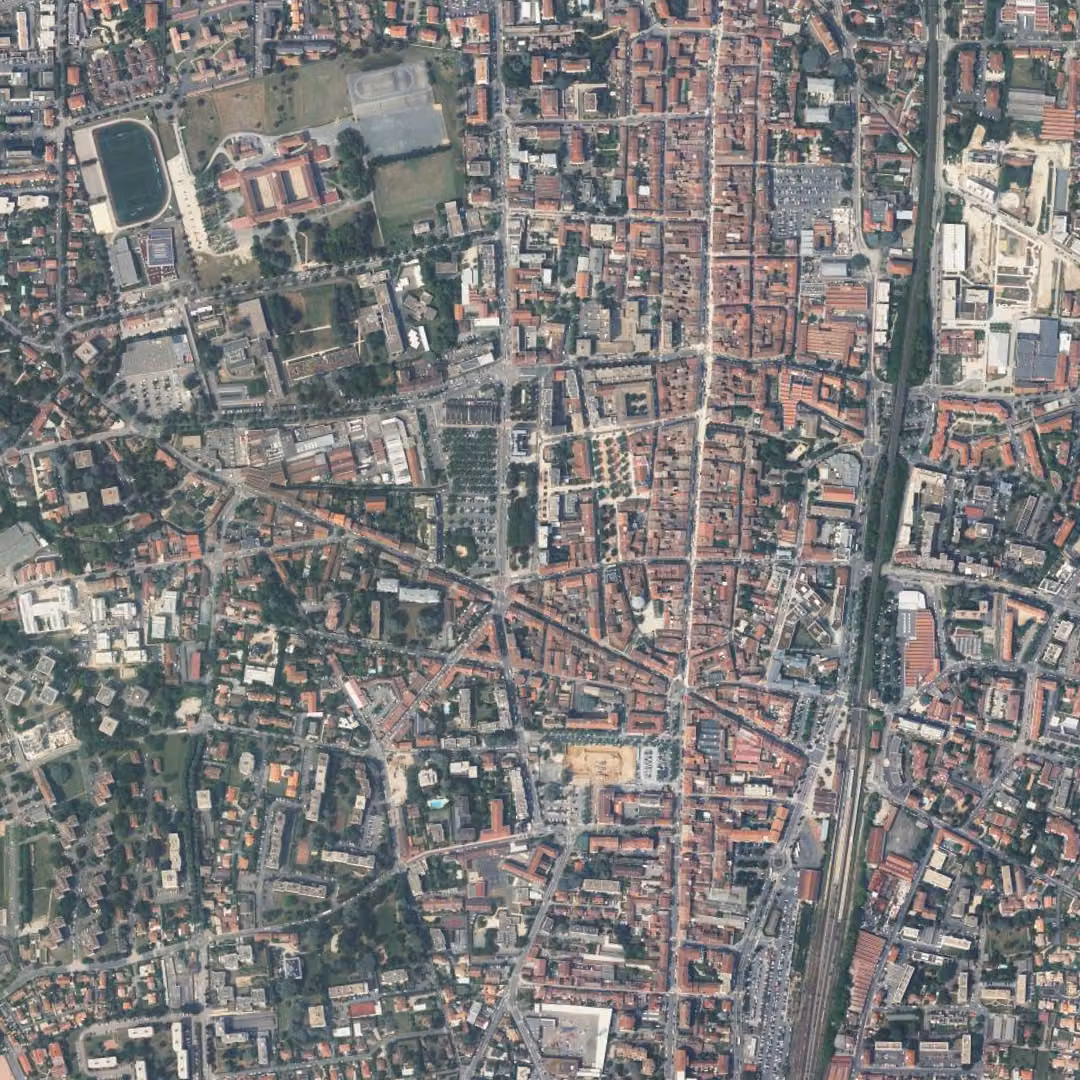 Villefranche-sur-Saône aujourd'hui, le centre vu du ciel