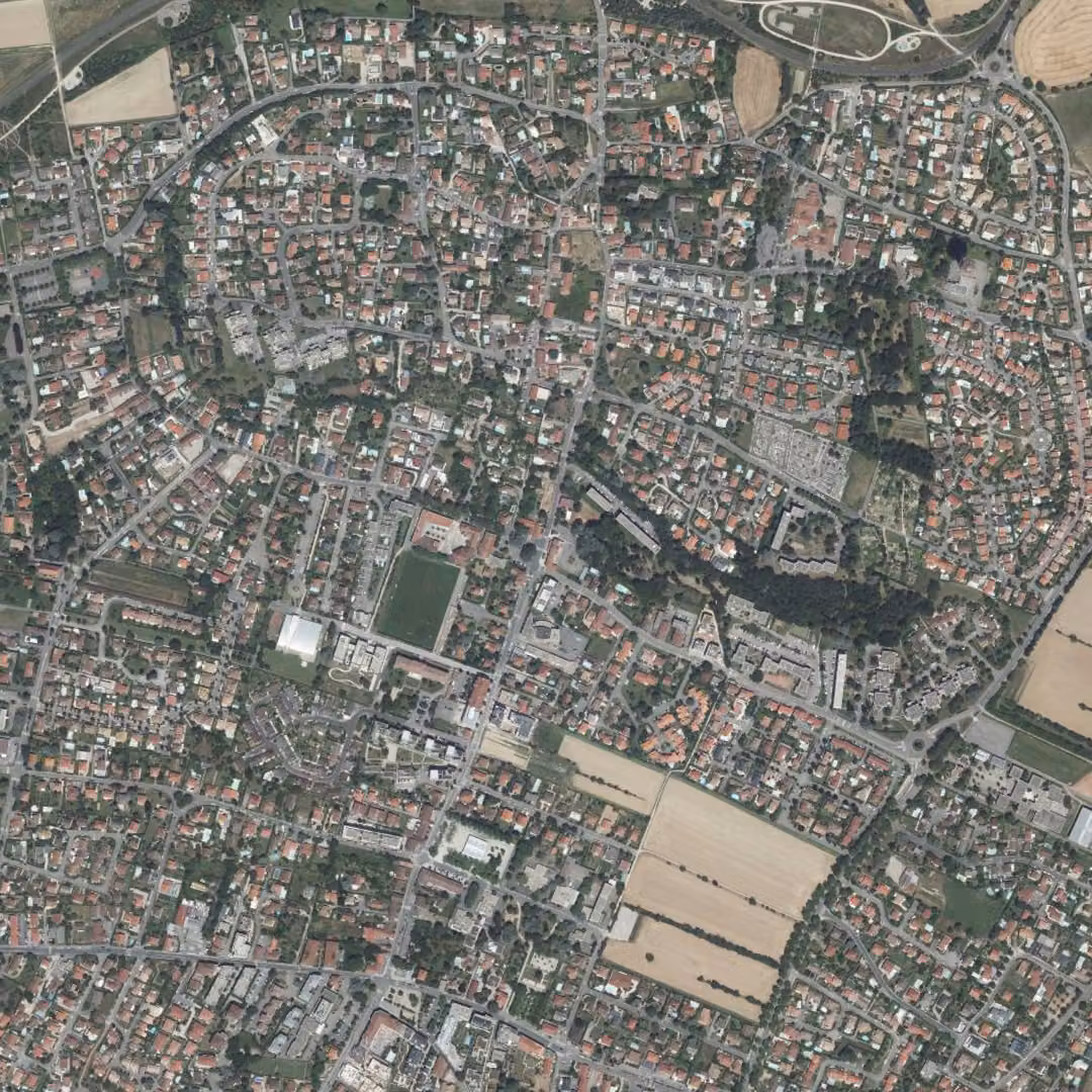 Chassieu aujourd'hui, le centre vu du ciel