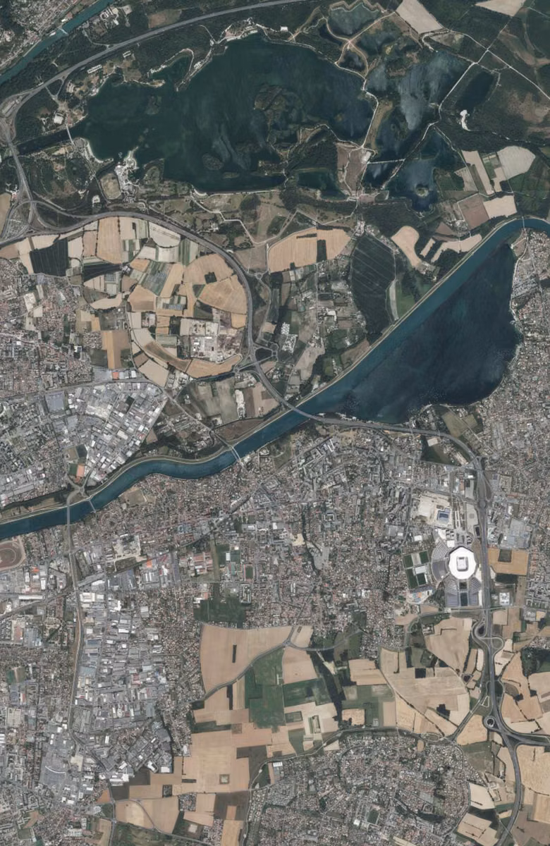 Décines-Charpieu aujourd'hui, le territoire vu du ciel