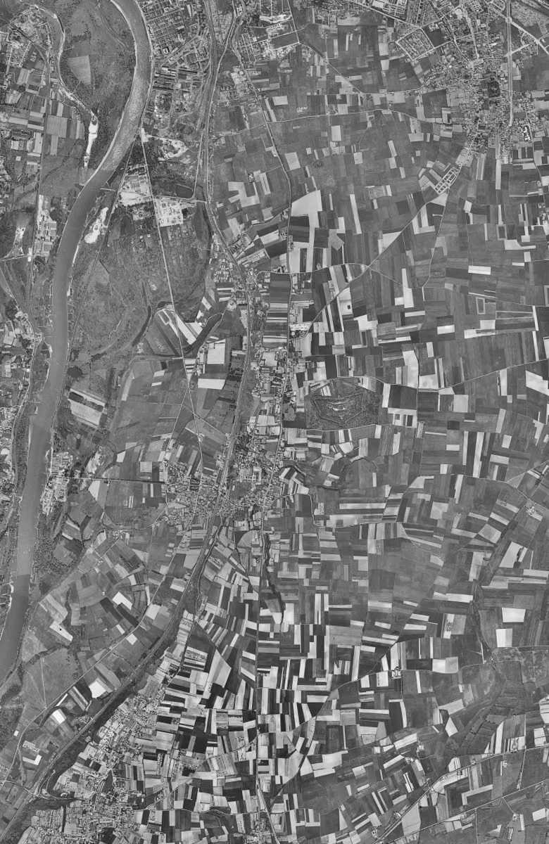 Feyzin en 1954, le territoire vu du ciel, au même cadrage