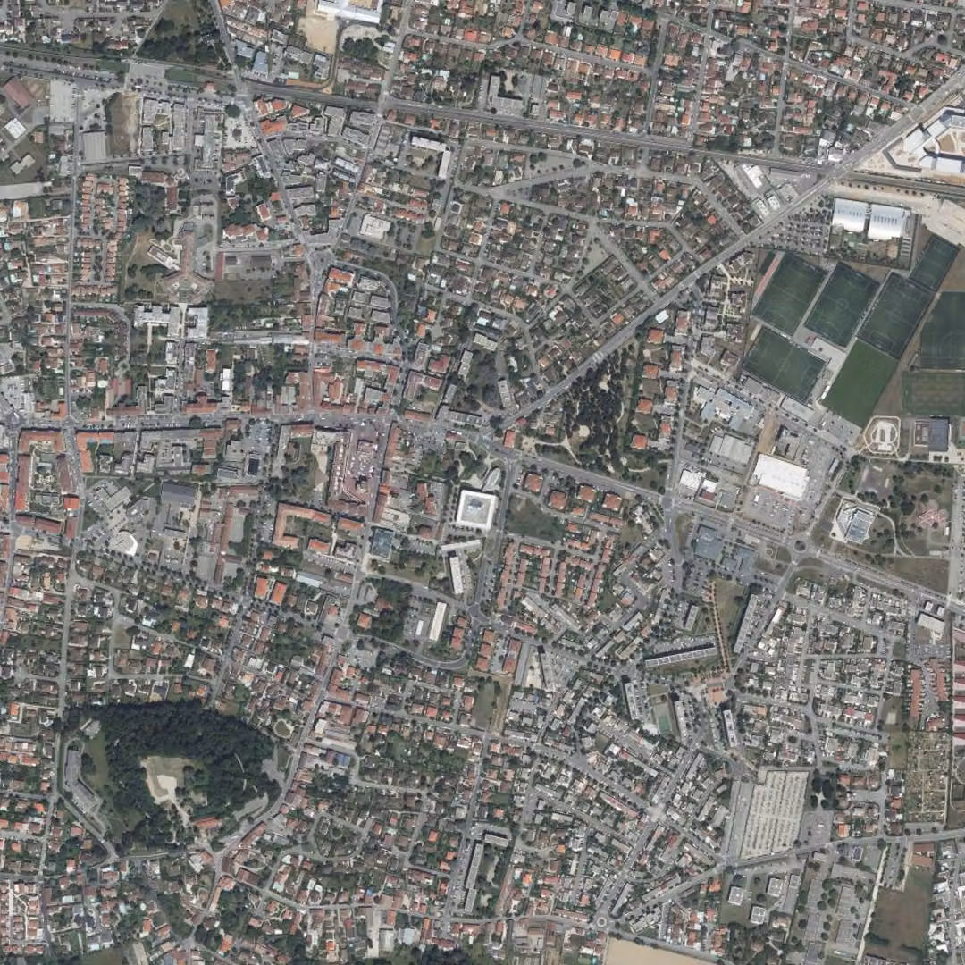 Meyzieu aujourd'hui, le centre vu du ciel
