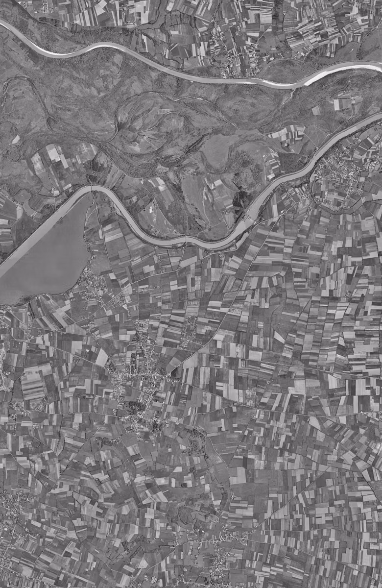 Meyzieu en 1956, le territoire vu du ciel, au même cadrage
