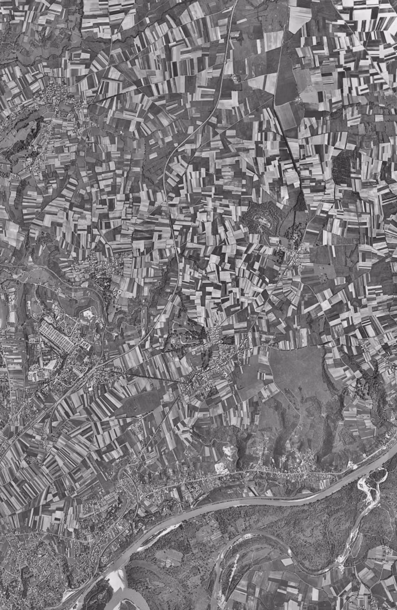 Rillieux-la-Pape en 1954, le territoire vu du ciel, au même cadrage