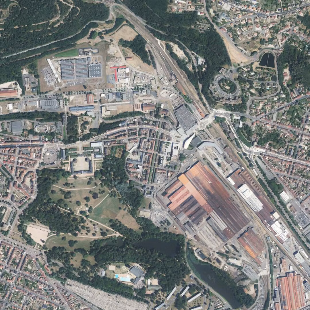 Le Creusot aujourd'hui, le centre vu du ciel