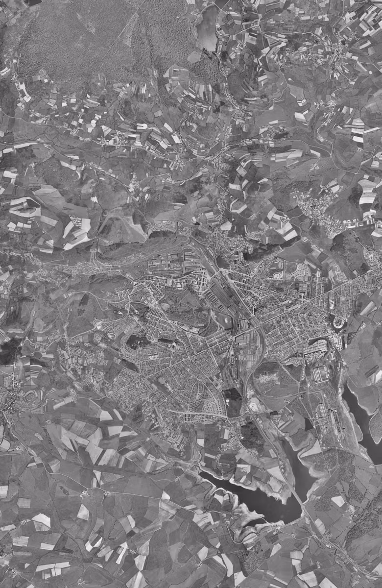 Le Creusot en 1954, le territoire vu du ciel, au même cadrage