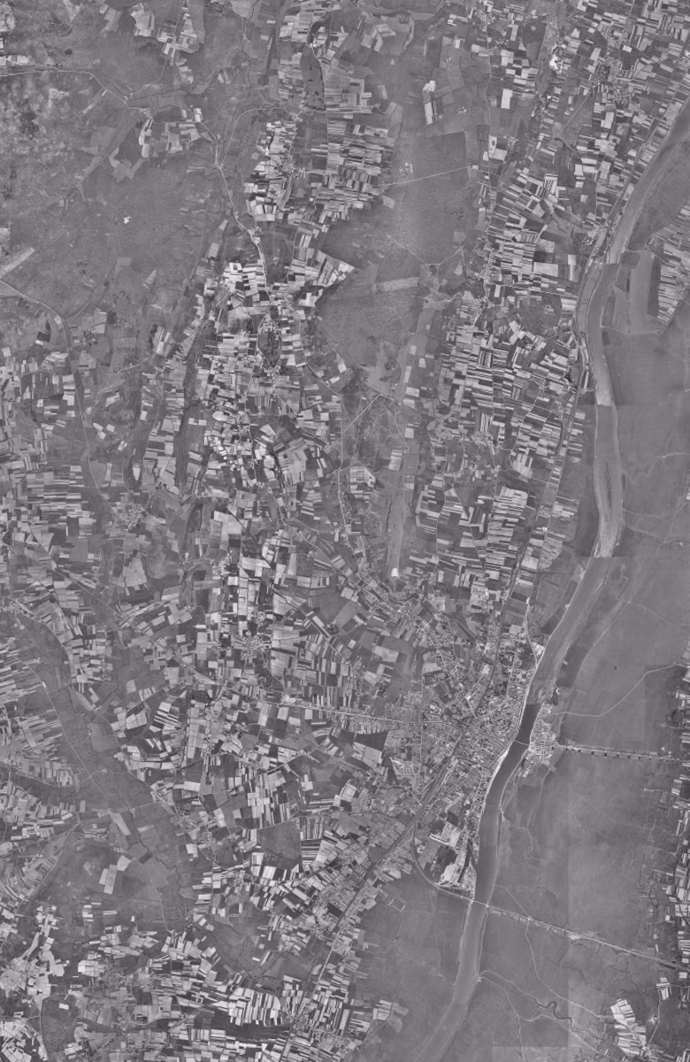 Mâcon en 1954, le territoire vu du ciel, au même cadrage