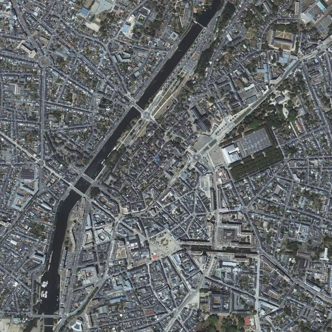 Le Mans aujourd'hui, le centre vu du ciel