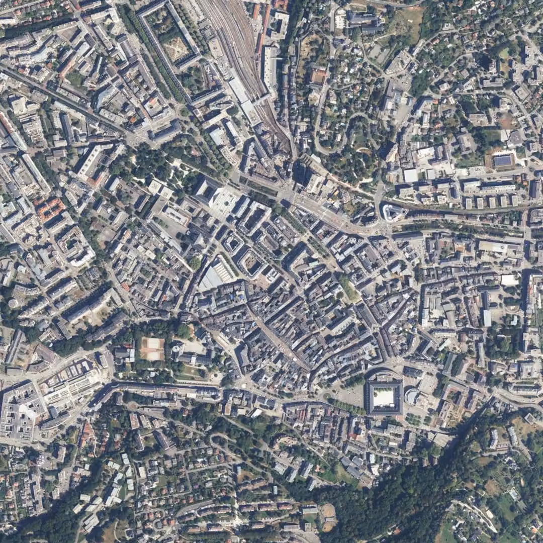 Chambéry aujourd'hui, le centre vu du ciel